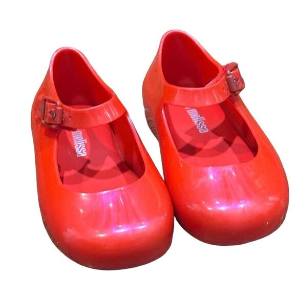 Mini Melissa Other - MINI MELISSA Patent Red Pink Shimmer Mini Dora Shoes Sz 6 Holiday NO OFFERS